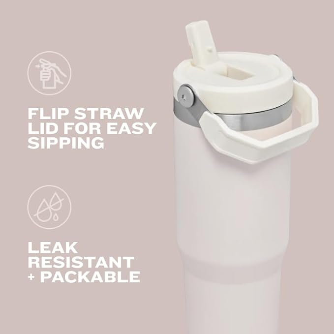 Stanley IceFlow フリップストロースタンブラー ハンドル付き 20オンス | ツイストオンリッドとフリップアップストロー | 漏れ防止ウォーターボトル | 保冷ステンレススチール | BPAフリー | ネイビー