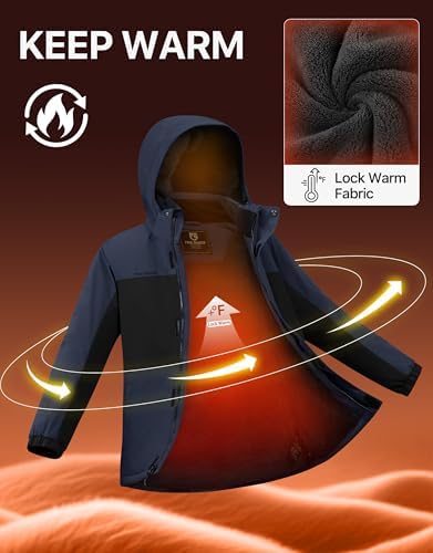 FREE SOLDIER Men's Warm Winter Fleece Lined Ski Snow Jacket with Hood