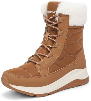 DREAM PAIRS Women's Mid Calf Warm Winter Snow Boots