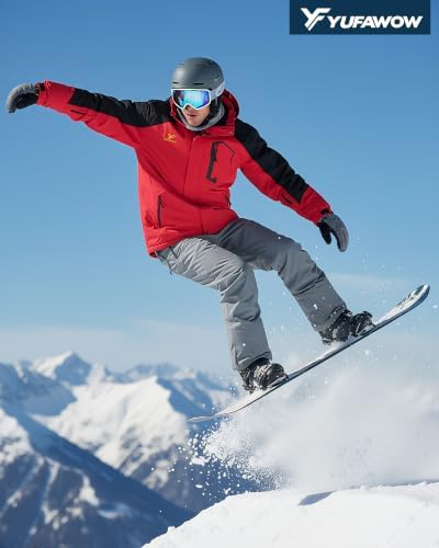 Yufawow Men Winter Jacket Skiing Jacket Insulated Fleece Lined Waterproof Windbreaker for Snowboard Hiking Camping ATV Outdoor Work