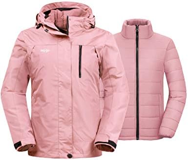 wantdo Women's 3 In 1 Ski Jacket Cotton Padded Liner Winter Coat