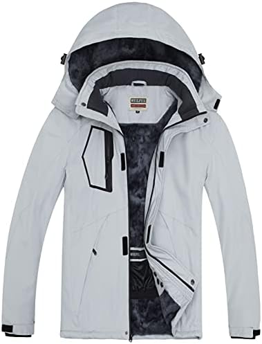 WULFUL Men's Waterproof Ski Jacket Warm Winter Coats Windproof Winter Jackets for Men Fleece Lined Windbreaker with Hood