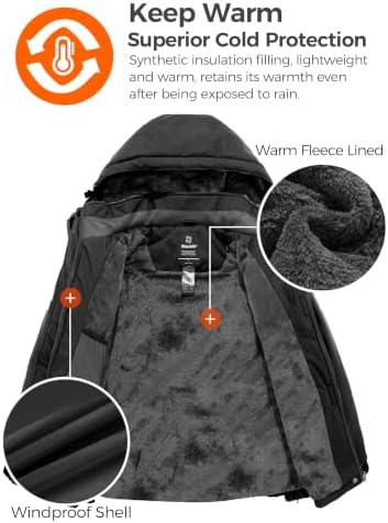 Wantdo Women's Waterproof Ski Jacket Colorful Printed Fully Taped Seams Rain Coat Warm Winter Parka
