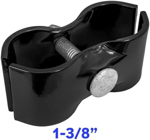 1-3/8" Black Chain Link Fence Panel Clamps with Bolts and Nuts - Saddle Clamps for Dog Kennels and Temporary Fencing (8 Pack)
