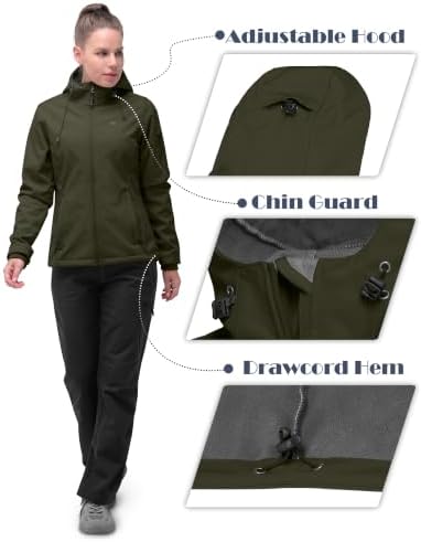 33,000ft Women's Softshell Jacket Waterproof Hooded Fleece Lined Rain Coat