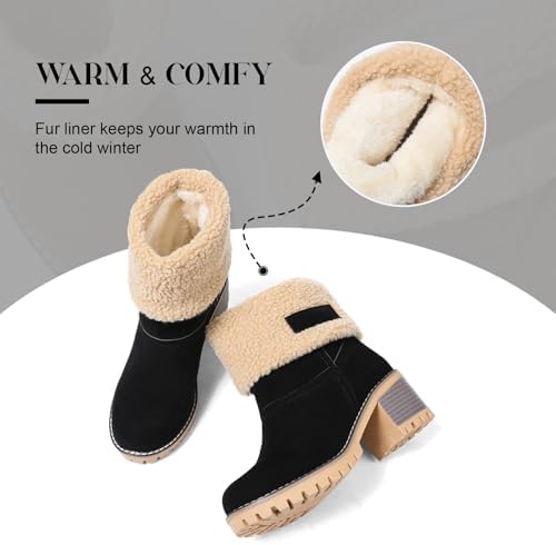 AOSPHIRAYLIAN Snow Boots Women Fur Lined Winter Boots Slip on Warm Shoes