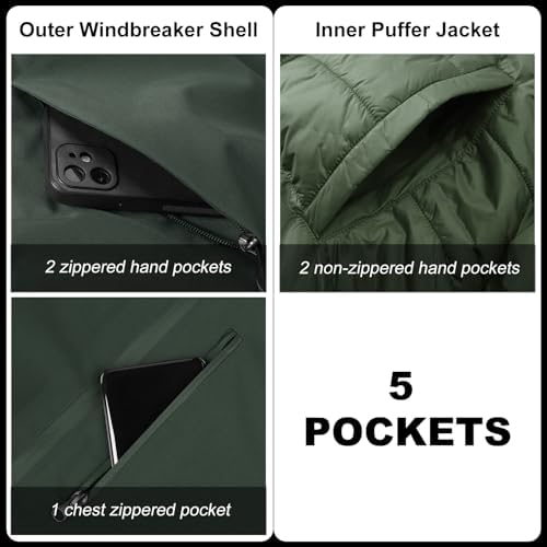 33,000ft Men's Hooded Waterproof 3 in 1 Snow Ski Jacket Winter Puffer Coat