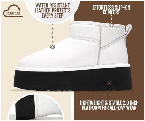 Project Cloud 100% Genuine Leather Ankle Boots for Women Platform Boots