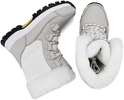 COOJOY Womens Waterproof Winter Snow Boots Warm Shoes Furry Mid Calf Lightweight Walking Hiking Booties
