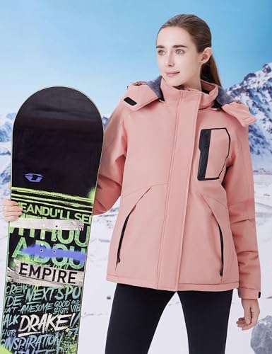 WULFUL Women's Waterproof Ski Jacket Warm Winter Coats Windproof Winter Jackets for Women Fleece Lined Windbreaker with Hood
