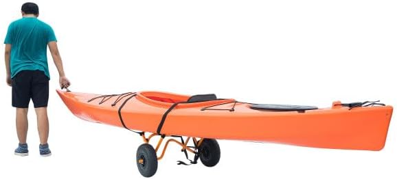 Kayak Cart – 150 Lbs Capacity Canoe Dolly with Airless Tires, Foldable Aluminum Frame, and Carrying Bag for Personal Watercraft by Rad Sportz (Orange)