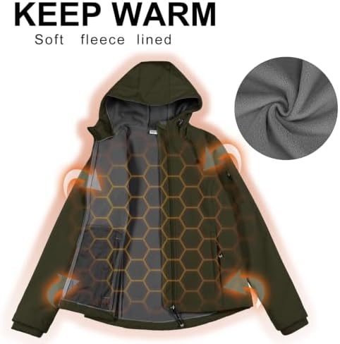 33,000ft Women's Softshell Jacket Waterproof Hooded Fleece Lined Rain Coat