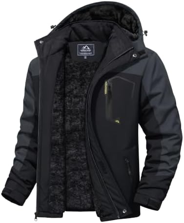 MAGCOMSEN Men's Winter Coats Water Resistant Ski Snow Jacket Warm Fleece Jacket Parka Raincoats With Hood Multi-Pockets