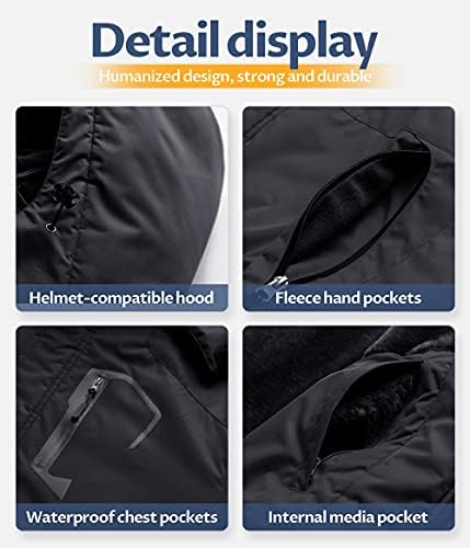 Men's Mountain Waterproof Ski Jacket - Windproof Snowboarding Warm Winter Coat Raincoat