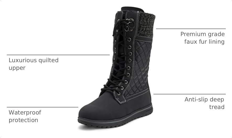 POLAR Womens Rain Thermal Warm Snow Winter Knee High Waterproof Boots