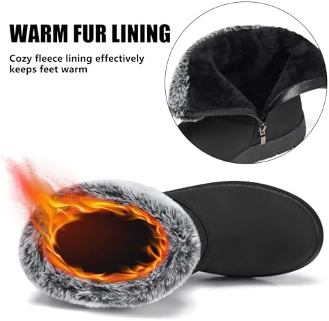 TEMOFON Women Snow Boots Waterproof: Fur Lined Warm Winter Ankle Booties