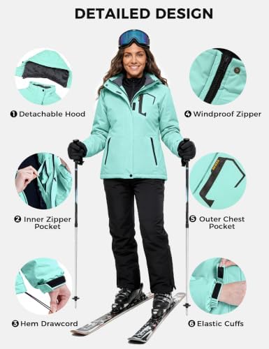 Women's Waterproof Ski Jacket Warm Winter Coat Fleece Snowboarding