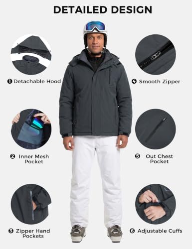Men's Ski Jacket Windproof Waterproof Rain Coat Snow Winter Jacket