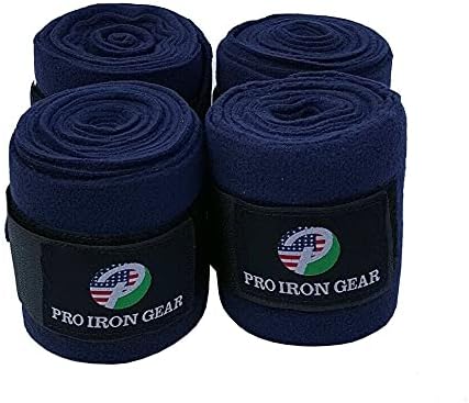 Horse Fleece Wraps Bandages/Polo Wraps/Stable Wraps Equestrian Leg Wraps Set of 4 Equestrian Boot Protection (Navy Blue)