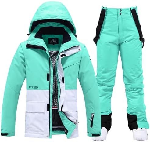 Women's Ski Jackets and Pants Set Waterproof Insulated Snowsuit Winter Warm Skisuit Fashion Snowboarding Snow Coat