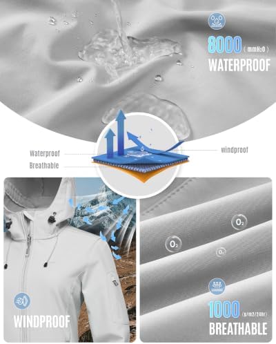33,000ft Women's Softshell Jacket Waterproof Hooded Fleece Lined Rain Coat