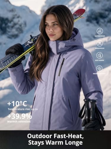CAMELSPORTS Women's Waterproof Snow Ski Jakcet Fleece Warm Winter Coat Hooded Windproof Insulated Snowboarding Jacket