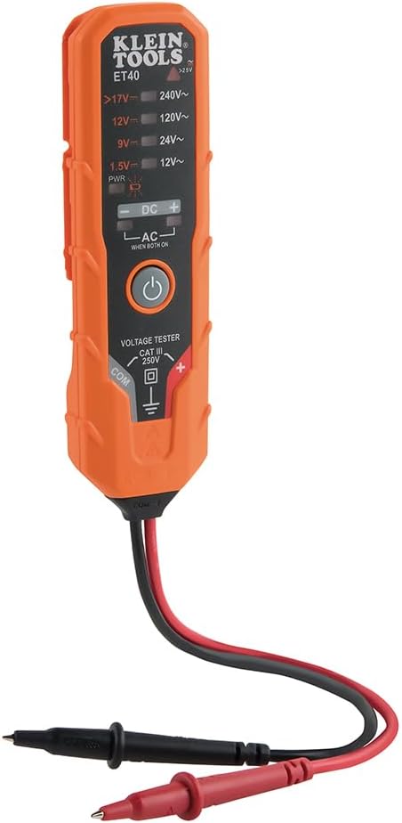 Electrical Tester Kit with AC/DC Voltage Tester, Receptacle Tester and 5-in-1 Screwdriver/Nut Driver, 3-Piece