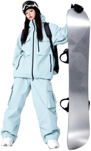 Women's Snow Snowboard Suits Insulated Snowsuits Baggy Ski Jacket and Pants