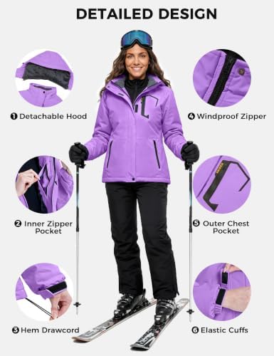 Women's Waterproof Ski Jacket Warm Winter Coat Fleece Snowboarding