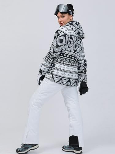 HOTIAN Women's 2 Piece Ski Jackets and Pants Set Skisuit Colorful Waterproof Windproof Insulated Snowsuit Snowboarding Coat