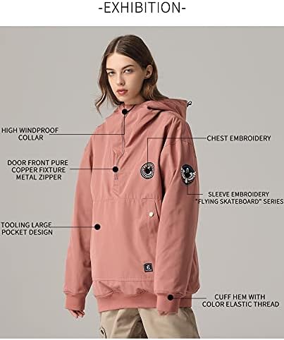 SEARIPE Womens Ski Jacket Mens Snow Jacket Waterproof Winter Snow Coat Couples Pullover Snowboard Hooded