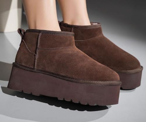 Project Cloud 100% Genuine Leather Ankle Boots for Women Platform Boots