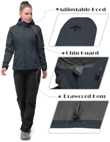 33,000ft Women's Softshell Jacket Waterproof Hooded Fleece Lined Rain Coat