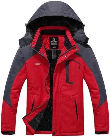 wantdo Men's Softshell Waterproof Polar Fleece Breathable Climbing Ski Coat
