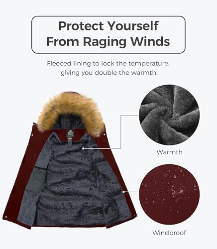 wantdo Women's Waterproof Ski Jacket Warm Fleece Lined Snow Winter Coat