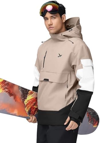 Men's Ski Jacket Snowboard Snow Coat Waterproof Insulated Winter Warm Loose Fit Pullover Hoodie