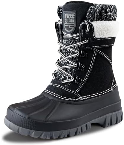 FREE SOLDIER Women's Waterproof Winter Cold Weather Snow Boots for Women Outdoor Fashion Duck Boots Comfortable Insulated