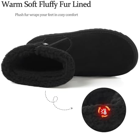 Hsyooes Snow Boots for Women Suede Leather Winter Boots Warm