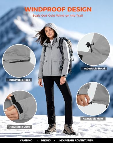 wantdo Women's Waterproof Ski Jacket Warm Fleece Lined Snow Winter Coat