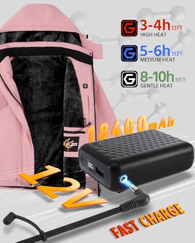 Wulcea Graphene Heated Jacket for Women Fur Lined with Large Capacity Battery Pack