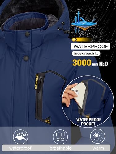 TACVASEN Women's Winter Coats Waterproof Snow Ski Jacket Warm Fleece