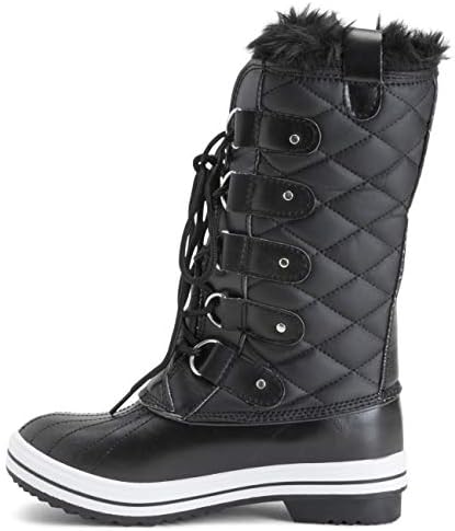 POLAR Womens Snow Boot Nylon Tall Winter Fur Lined Snow Warm Waterproof Rain Boot