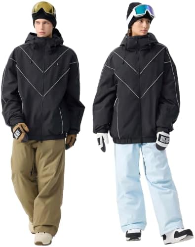 GSOU SNOW Mens Womens Snowboard Jacket Baggy Ski Snow Coat Waterproof