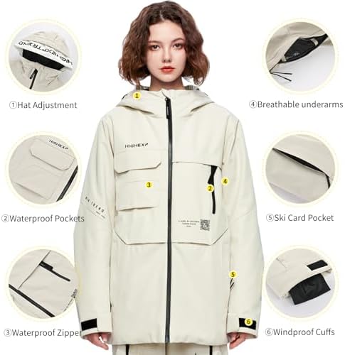 Womens Snowboard Jacket Baggy Ski Coat Snow with Hood