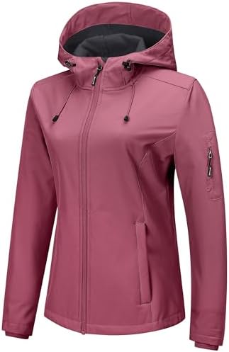 Outdoor Ventures Women's Softshell Jacket Fleece Lined Waterproof Rain Coat