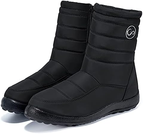 Alicegana Womens Winter Snow Boots for Women Waterproof Warm Fur Lining Mid Calf Boots with Zipper Comfortable Outdoor Shoes