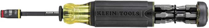 Klein Tools 32304 ドライバー 14-in-1 調節可能ドライバー フリップソケット HVACナットドライバービット付 耐衝撃性