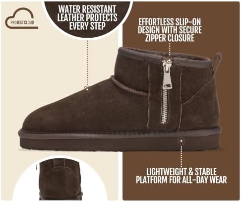 Project Cloud 100% Genuine Leather Womens Boots Ankle Boots for Women Shoes