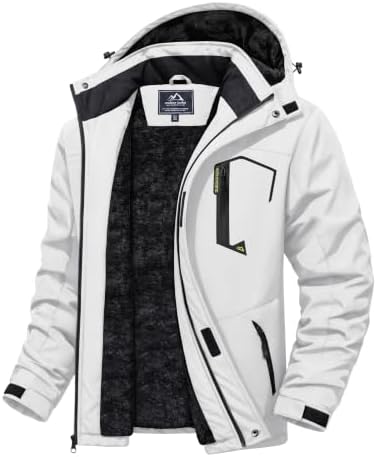 MAGCOMSEN Men's Winter Coats Water Resistant Ski Snow Jacket Warm Fleece Jacket Parka Raincoats With Hood Multi-Pockets