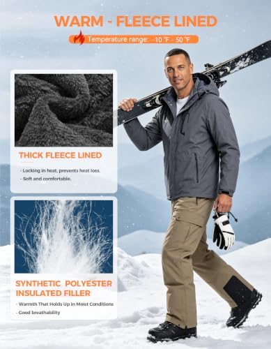 wantdo Men's Softshell Waterproof Polar Fleece Breathable Climbing Ski Coat